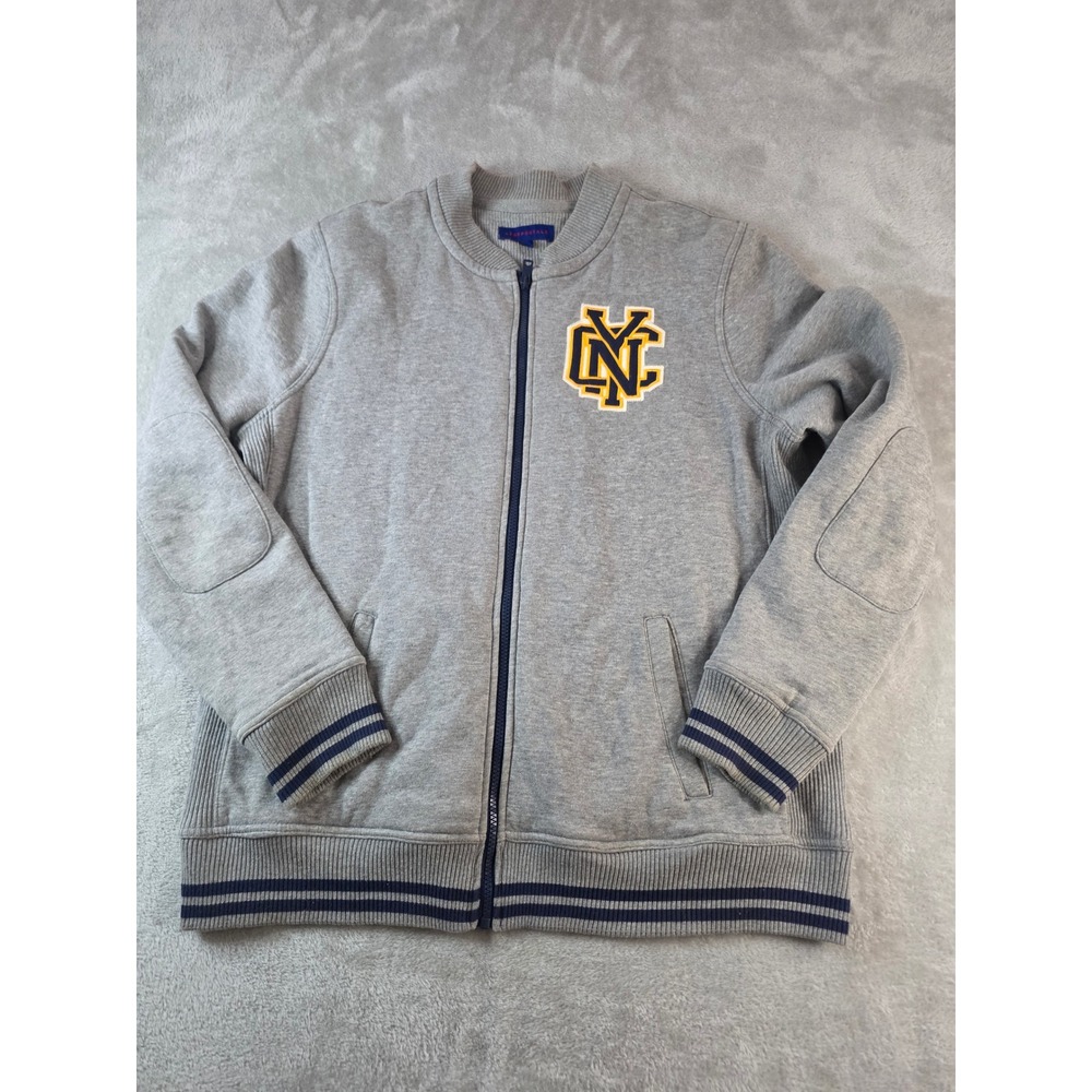 Aeropostale Varsity Bomber Jacket Mens XL Gray New York 87 Full Zip Waffle Trim